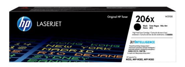 HP Color LaserJet Pro M255, M283 Black High Yield 206X Toner Cartridge (W2110X)