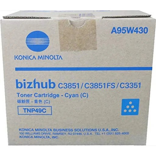 Konica Minolta TNP-49C Cyan Toner Cartridge A95W430 Bizhub C3350 C3850